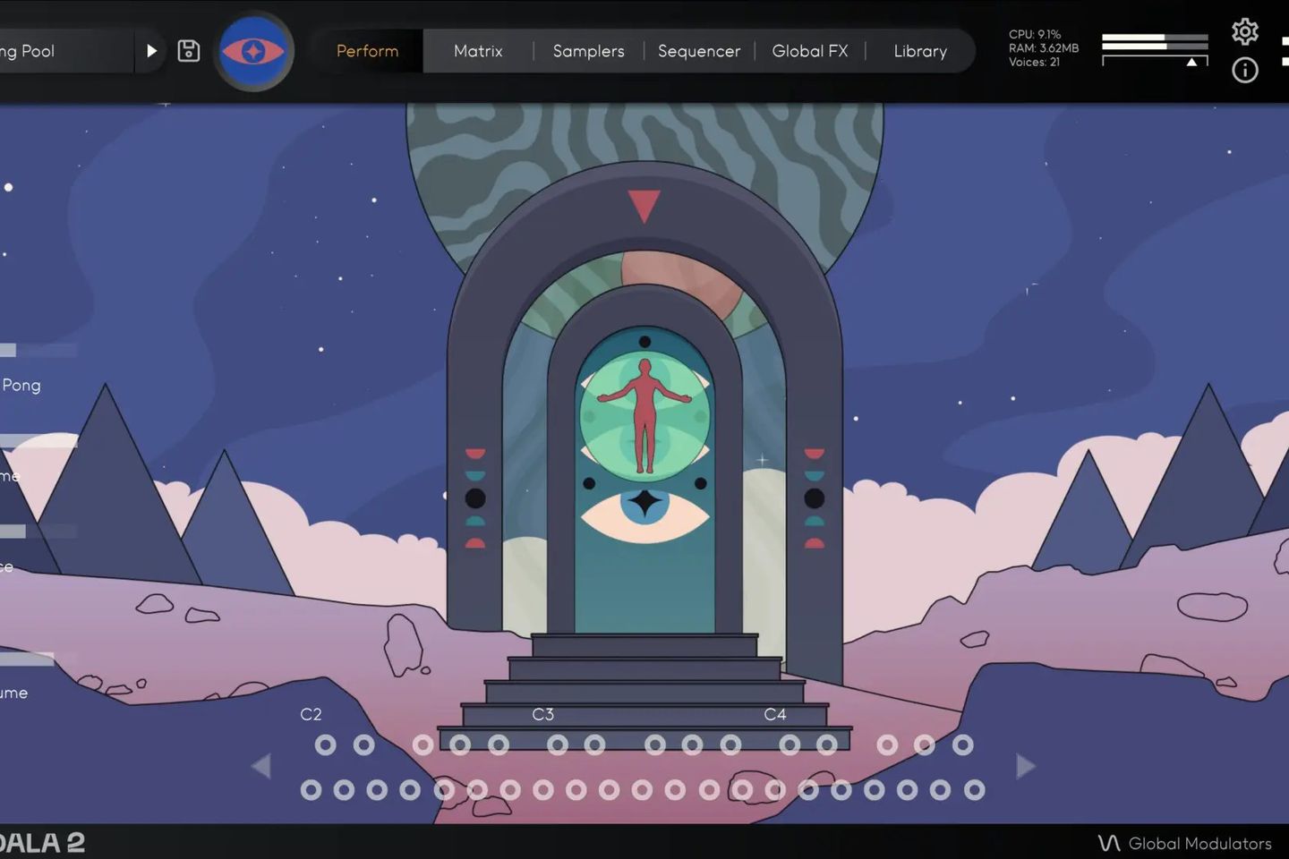 Galactron's animated interface