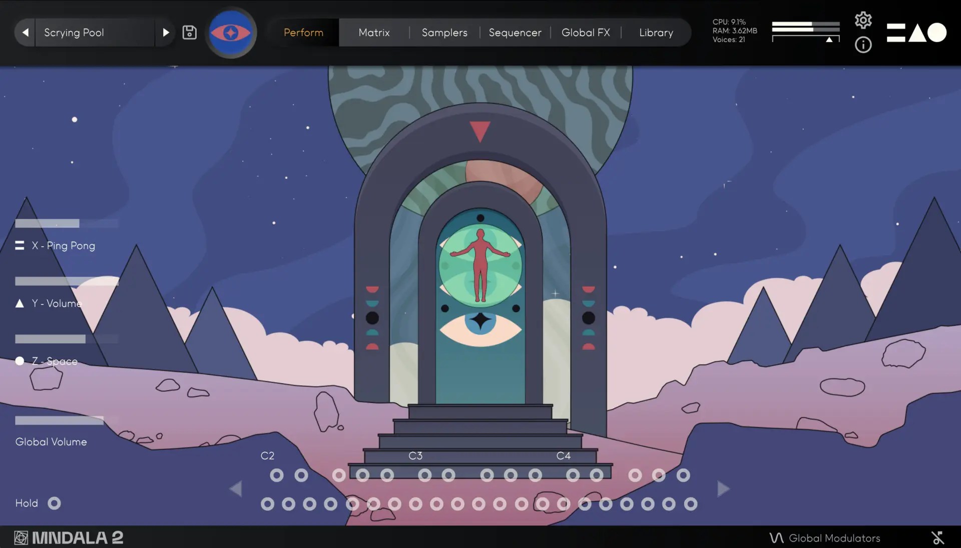 Galactron's animated interface
