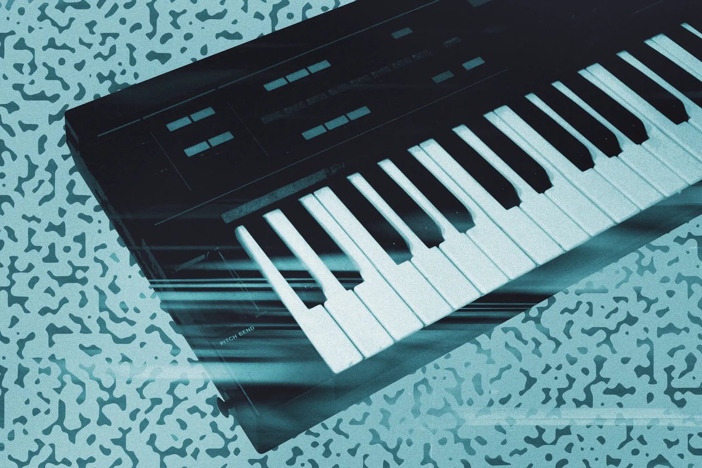 CZ-1000 Synth on a colourful background